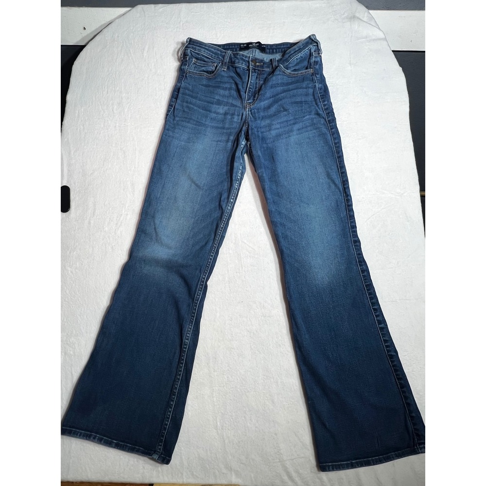 Hollister Womens Mid-Rise Bootcut Jeans Blue Soft Stretch W29 9R 8R Medium Wash